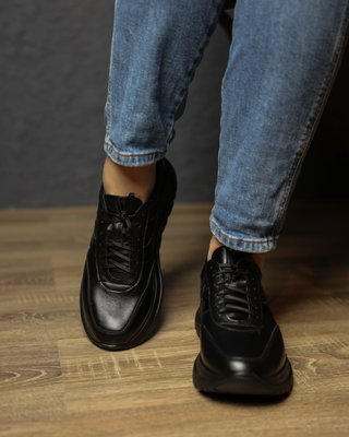 Жіночі кросівки на високій платформі чорні 336 фото