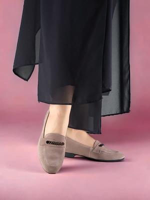 Жіночі туфлі лофери замшеві бежеві 2218 фото